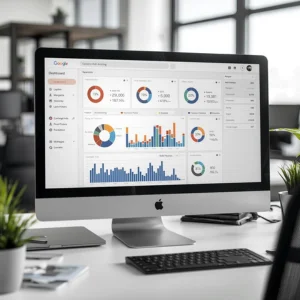 Graphique illustrant les performances d'une campagne Google Ads optimisée — courbe de conversions en hausse pour un client lyonnais