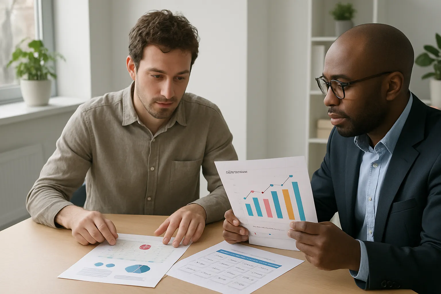 Prix fiche Google Business Profile Lyon : ce qu'il faut budgéter 1 Artisan et consultant comparant les tarifs d'une prestation de visibilité locale